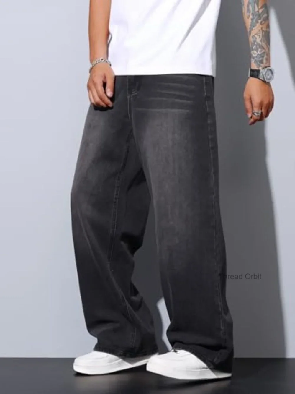 Baggy Y2K Wide Leg Denim Jeans Hip Hop Skater Pants Loose Fit Trousers 2000s